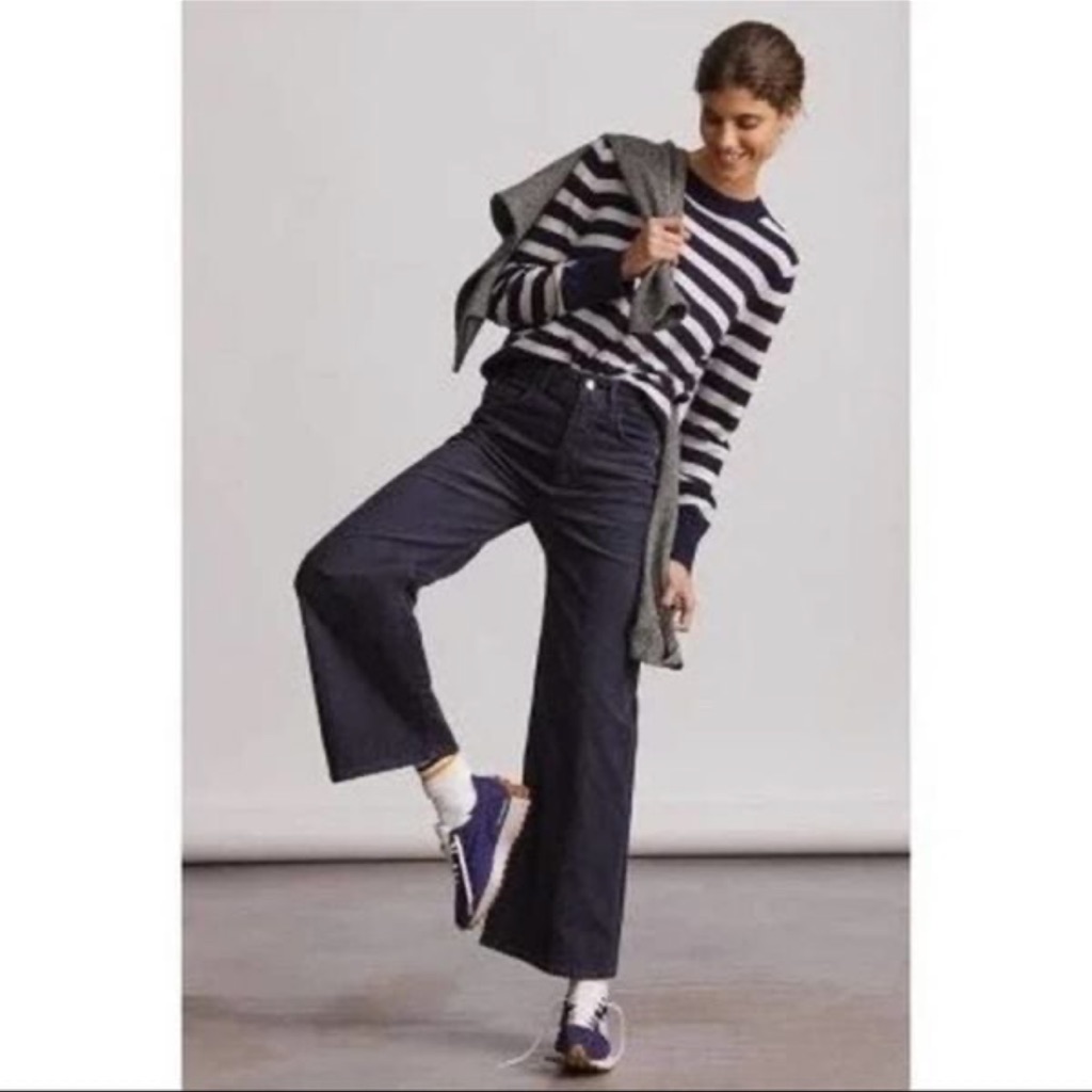 Anthropologie Pilcro Women’s Annie Wide Leg Corduroy Pants Navy Blue 27